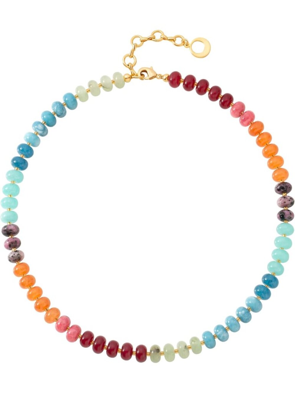 Women's Red and green Beaded Choker Single Strand Stone Nugget Necklace Gift